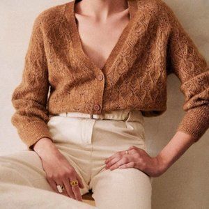 Sezane Marlow Jumper: Camel/Brown Cardigan